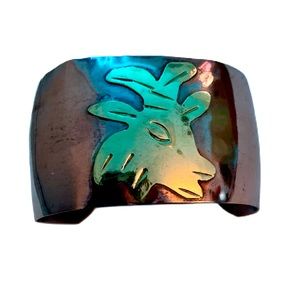 Vintage Wide Cuff Mexican Copper Brass Bracelet